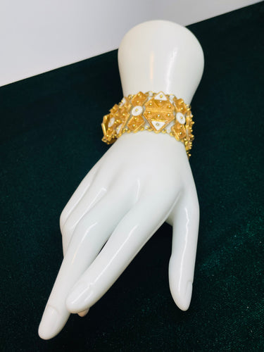 Vendome 1960’s Gold and Cream Etruscan Bracelet